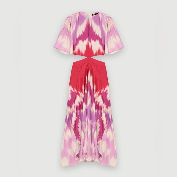 Maje Asymmetrical Tie-Dye Scarf Dress – Pink | Size 34/XS - Picture 7 of 7